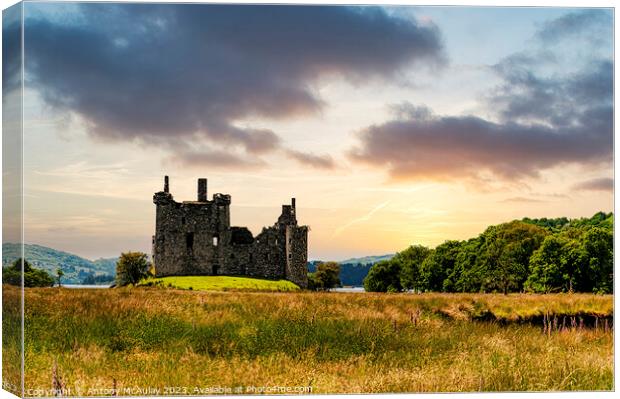 Kilchurn Castle Sunset Facade Canvas Print by Antony McAulay