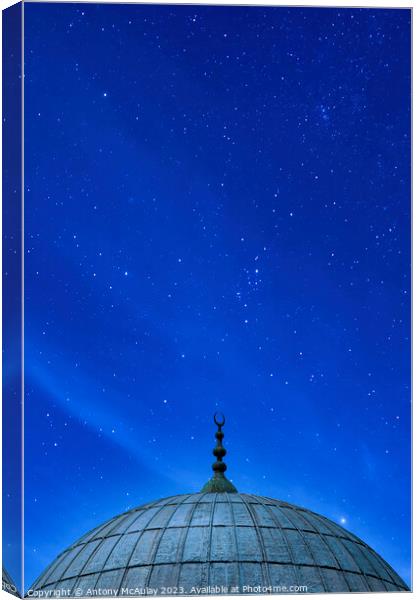 Istanbul Mosque Dome Starry Night Sky Canvas Print by Antony McAulay