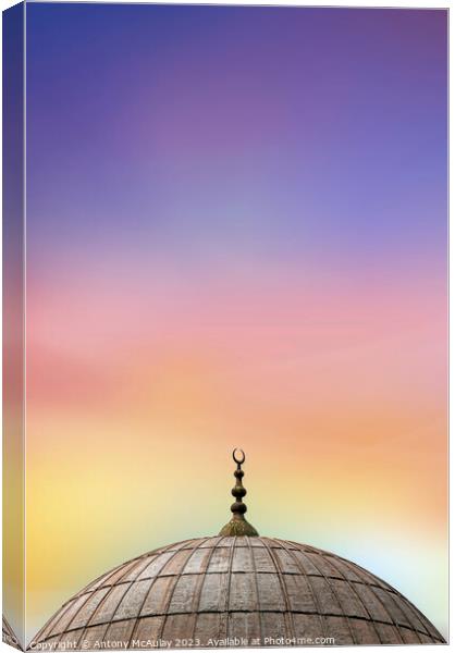 Istanbul Mosque Dome Sunrise Sky Canvas Print by Antony McAulay