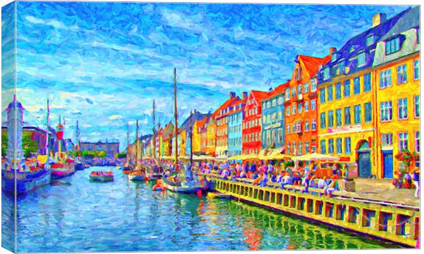 Nyhavn in Denmark painting Canvas Print by Antony McAulay