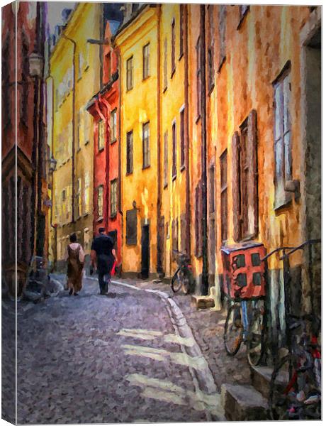 Stockholm Gamla Stan Painting Canvas Print by Antony McAulay