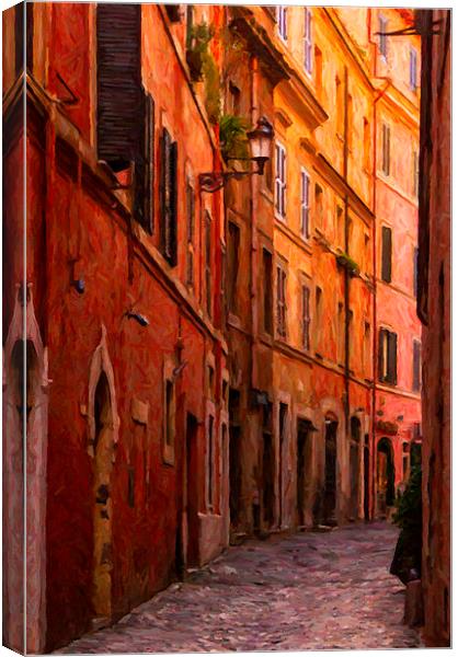 Rome Narrow Street Painting Canvas Print by Antony McAulay