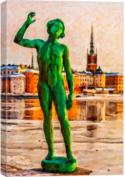 Stockholm Statue Digital Painting Canvas Print by Antony McAulay