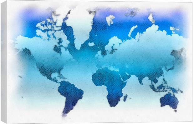 World map artwork Canvas Print by Antony McAulay