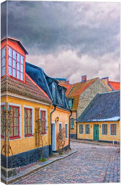 Streets of lund Digital Painting Canvas Print by Antony McAulay