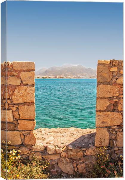 Veiw of Lerapetra from Kales Fort Portrait Composi Canvas Print by Antony McAulay