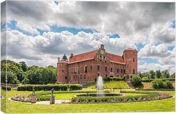 Torups Slott with fountain Canvas Print by Antony McAulay