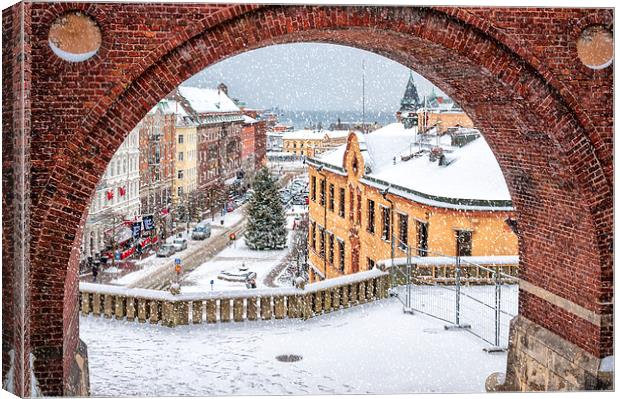 Helsingborg Winter Through the Archway Canvas Print by Antony McAulay