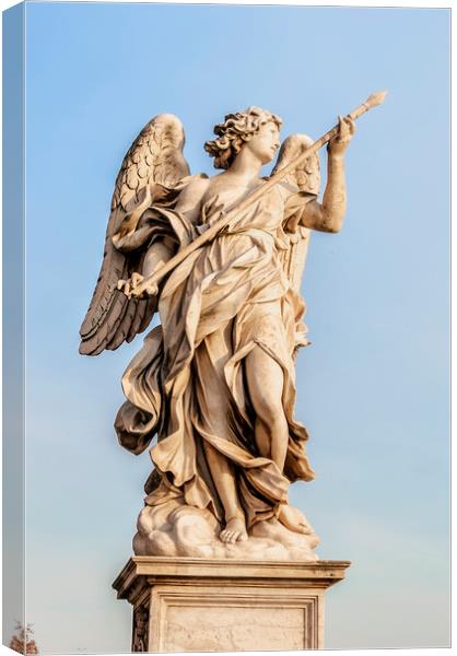 Angel Statue in the city of Rome Canvas Print by Antony McAulay