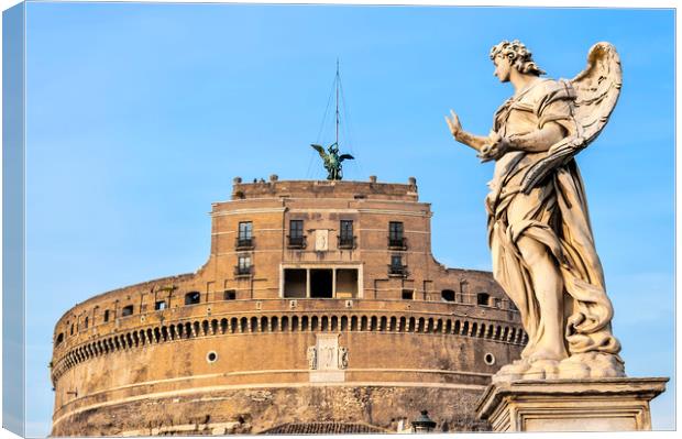 Rome Angel Statue at the Castel Sant Angelo Canvas Print by Antony McAulay