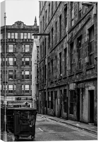 Glasgow Backstreet Monochromatic Canvas Print by Antony McAulay