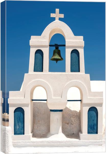 Santorini Belltower in Oia Canvas Print by Antony McAulay