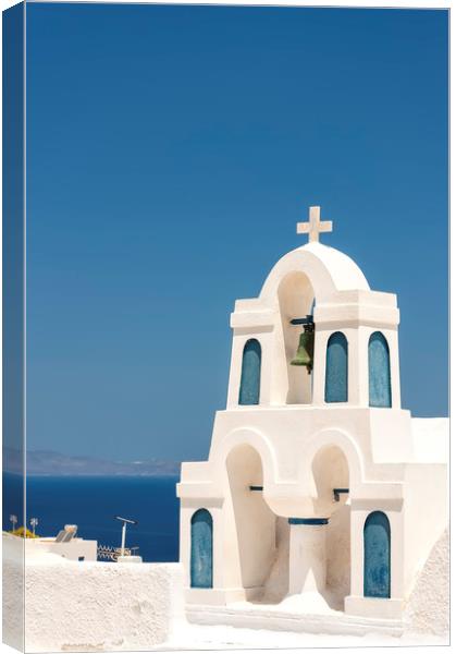 Santorini Oia Bell Tower Canvas Print by Antony McAulay