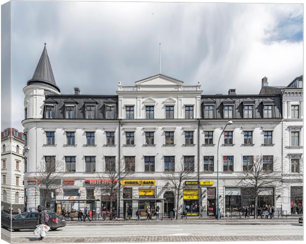 Helsingborg Main Street Building Facade Canvas Print by Antony McAulay