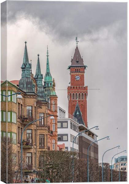 Helsingborg Town Hall Clock Tower Canvas Print by Antony McAulay