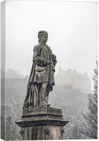 Edinburgh Statue of Allan Ramsay Canvas Print by Antony McAulay