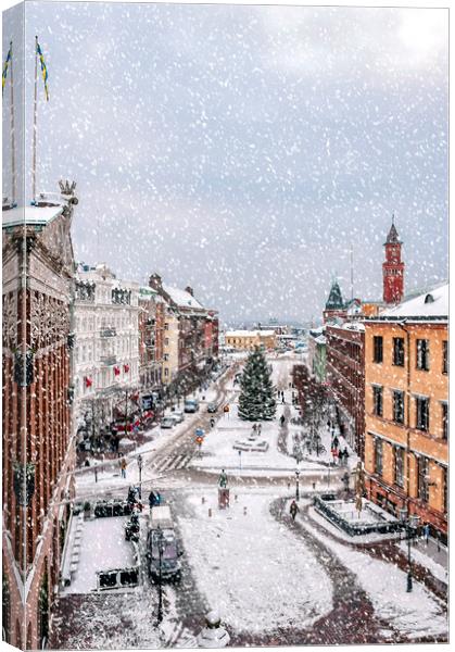 Helsingborg Snowy Weather Canvas Print by Antony McAulay