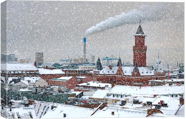 Helsingborg Cityscape in Winter Weather Canvas Print by Antony McAulay