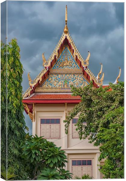 Phetchaburi Temple Facade Canvas Print by Antony McAulay