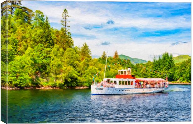 Loch Katrine Steamship Digital Painting Canvas Print by Antony McAulay