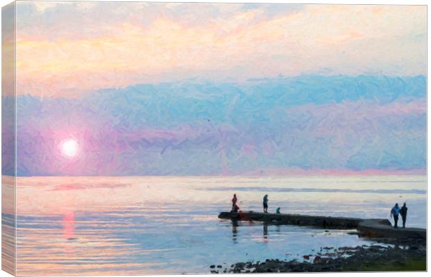 Sunset Gathering at Torekov Digital Painting Canvas Print by Antony McAulay