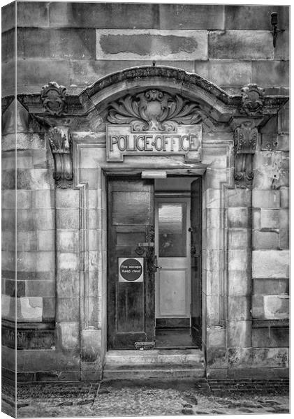 Clydebank Former Police Station Entrance Mono Canvas Print by Antony McAulay