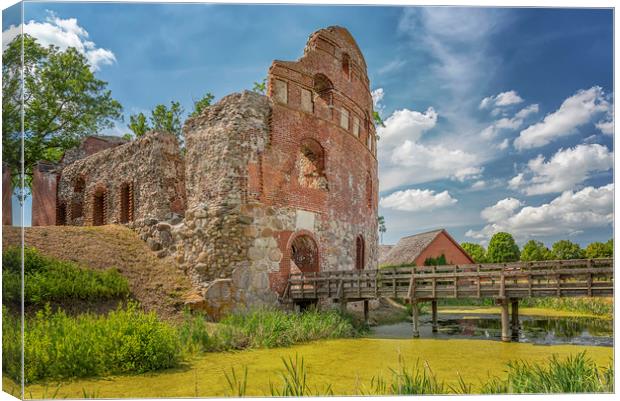 Manstorps Gavlar Moat Bridge Canvas Print by Antony McAulay