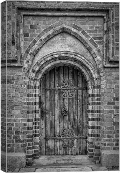 Roskilde Cathedral Door Monochromatic Canvas Print by Antony McAulay