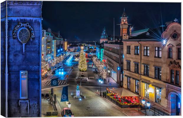 Helsingborg Night Time Scene Canvas Print by Antony McAulay