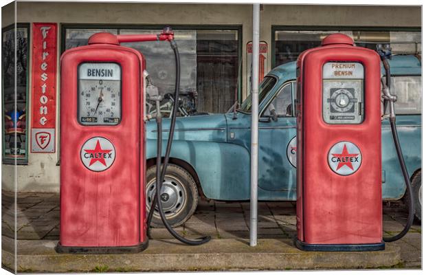 Vintage Petrol Pumps Canvas Print by Antony McAulay