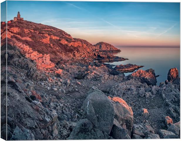 Kullaberg Lighthouse Near Rocky Coastline Canvas Print by Antony McAulay