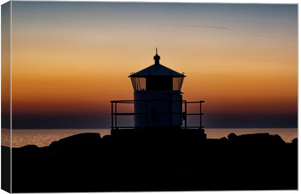 Kullaberg Small Lighthouse Silhouette Canvas Print by Antony McAulay