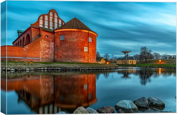 Landskrona Citadel with Reflection Canvas Print by Antony McAulay