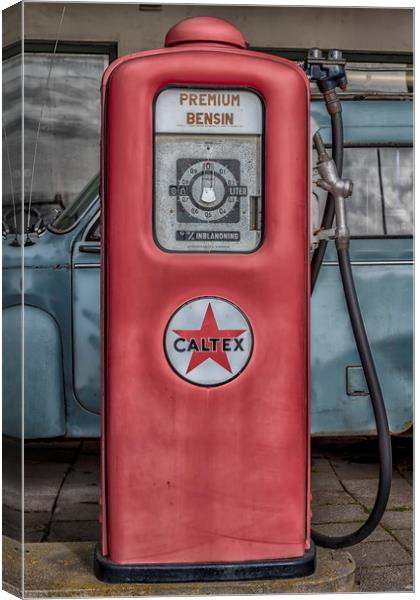Retro Red Petrol Pump Canvas Print by Antony McAulay