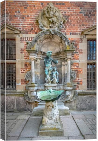 Frederiksborg Castle Drinking Fountain Canvas Print by Antony McAulay