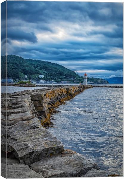 Trondheim Lighthouse at Sunset Portrait Canvas Print by Antony McAulay