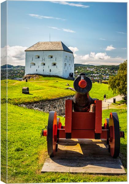 Trondheim Kristiansten Fortress with Canon Canvas Print by Antony McAulay