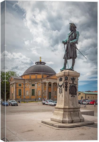 Karlskrona Statue at Stotorget Canvas Print by Antony McAulay
