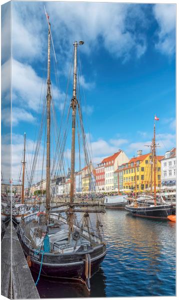 Copenhagen Nyhavn District with Foreground Tallshi Canvas Print by Antony McAulay