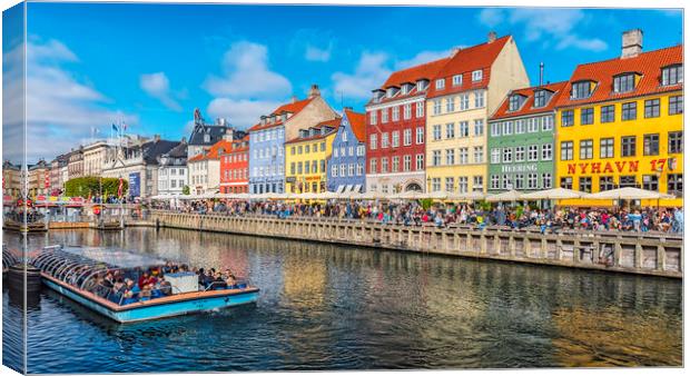 Copenhagen Nyhavn District with River Bus Canvas Print by Antony McAulay