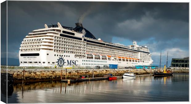 Trondheim MSC Orchestra Cruise Ship Canvas Print by Antony McAulay