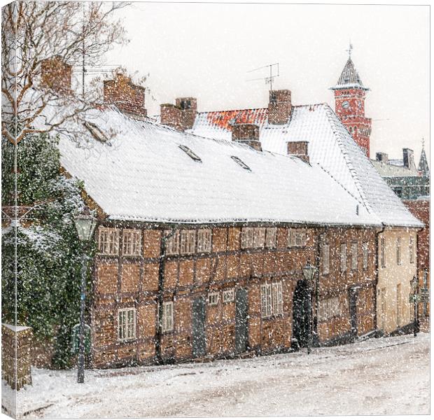 Helsingborg Wintry Old Town Building Canvas Print by Antony McAulay