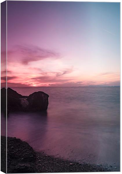 Rhodes Kato Petres Beach when the Sun Sets Canvas Print by Antony McAulay