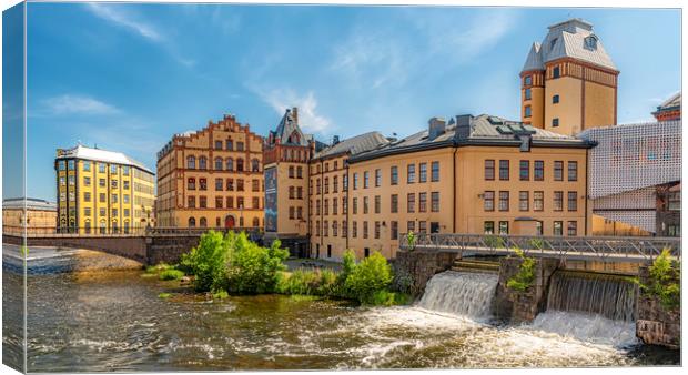 Norrkoping Motala Strom Waterfall Canvas Print by Antony McAulay
