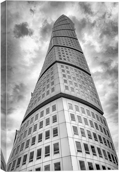 Malmo Turning Torso Black and White Edit Canvas Print by Antony McAulay