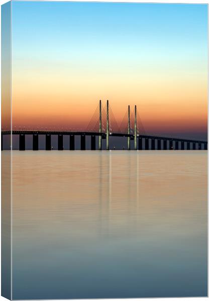 Oresunds Bridge in the Twilight Canvas Print by Antony McAulay