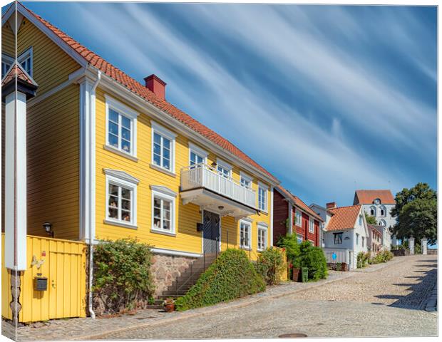 Ronneby Street View with Church Canvas Print by Antony McAulay