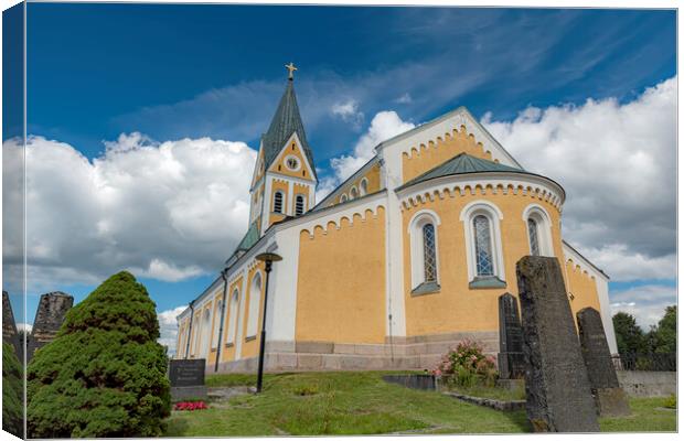 Brakne Hoby Church Low Down View Editorial Canvas Print by Antony McAulay