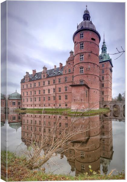 Vallo Castle Reflected in Moat Canvas Print by Antony McAulay