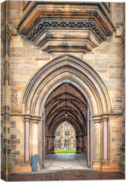 Glasgow University Cloisters Through the Arches Canvas Print by Antony McAulay